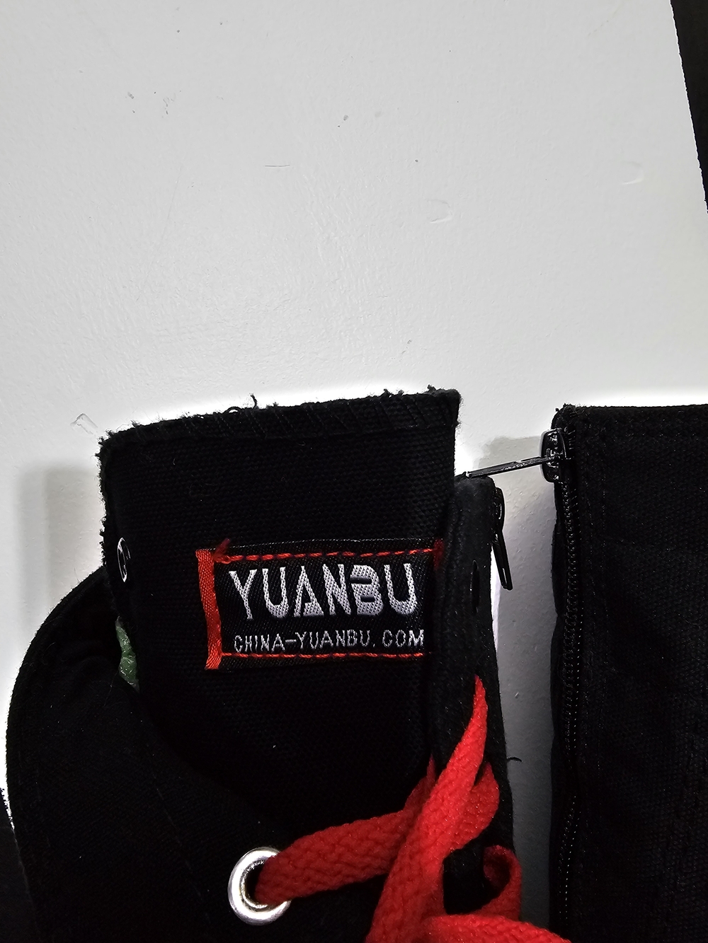 Black Knee-High Lace-Up Boots with Red Laces - Picture 5 of 7